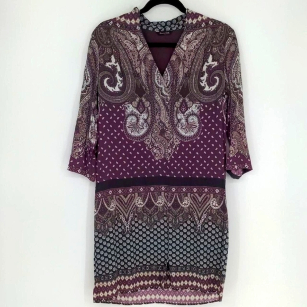 Paisley Print Purple Dress
